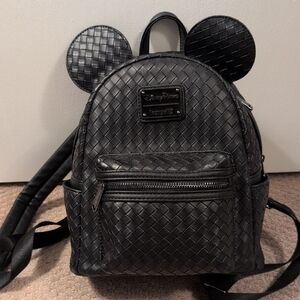 Loungefly Disney Parks Mickey Black Woven Backpack Like New (Wallet In Closet)